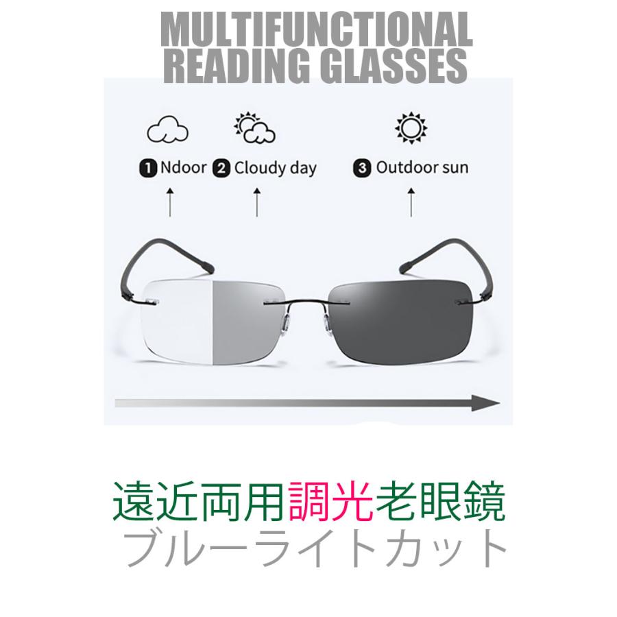 遠近両用 調光　老眼鏡　調光サングラス　ブルーライトカット　リ−ディンググラス　男性　女性　レンズの色が変わる　変色　 | 
