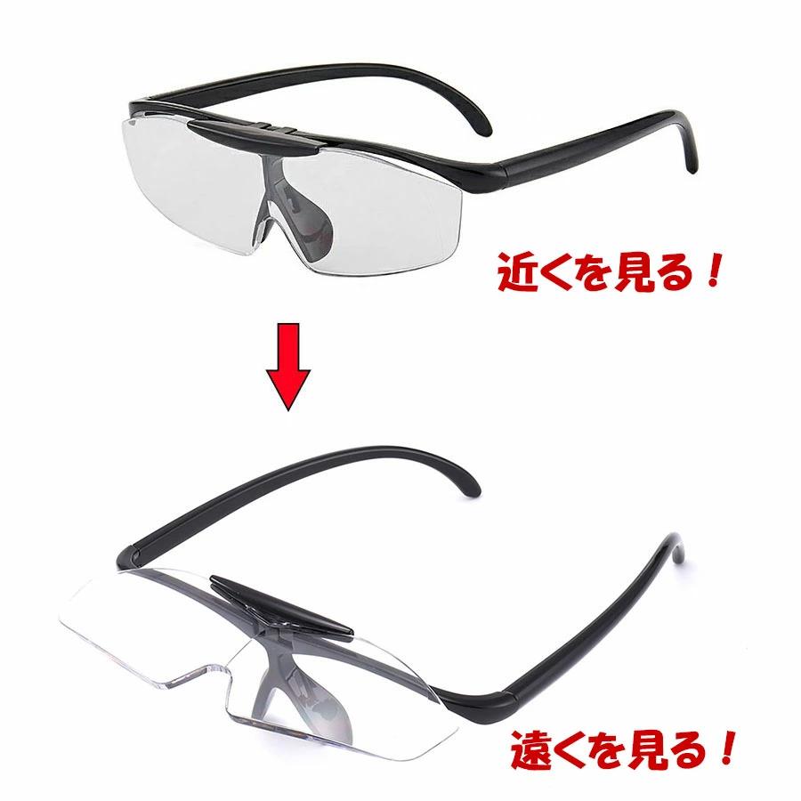 レンズが上がる　跳ね上げ式　メガネルーペ　ルーペ　拡大鏡　1.6倍　　ブルーライトカット　メガネ型ルー |  | 04