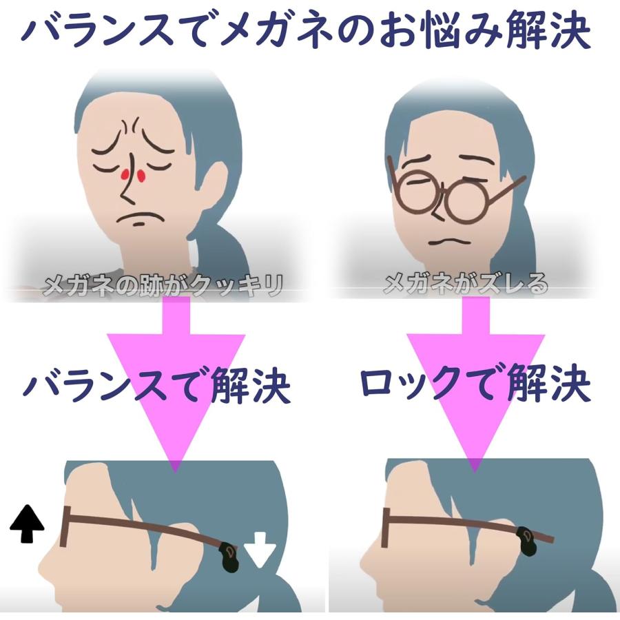 送料無料　メガロックバランス　ずれ落ち　メガネストッパー　メガネやサングラスのずり落ちを防止　滑り止め 眼鏡 対策 調整 |  | 04