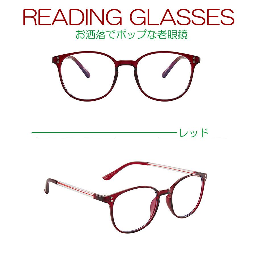 おしゃれ　老眼鏡　ポップ　POP　軽い　メンズ　レディース　リーディンググラス　シニアグラス　父の日　祖父　祖母　誕生日　プレゼント　赤　青　透明　緑 |  | 02