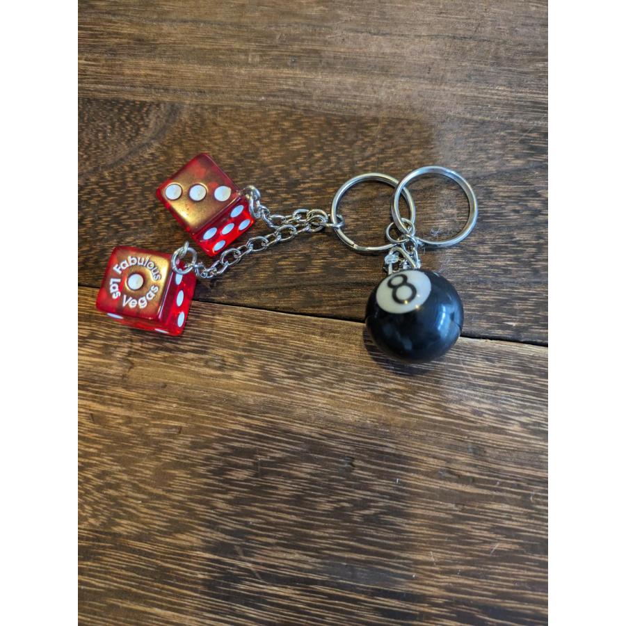 キーホルダー8 エイトボール 8ボール ダイス キーホルダー レッド アメリカン