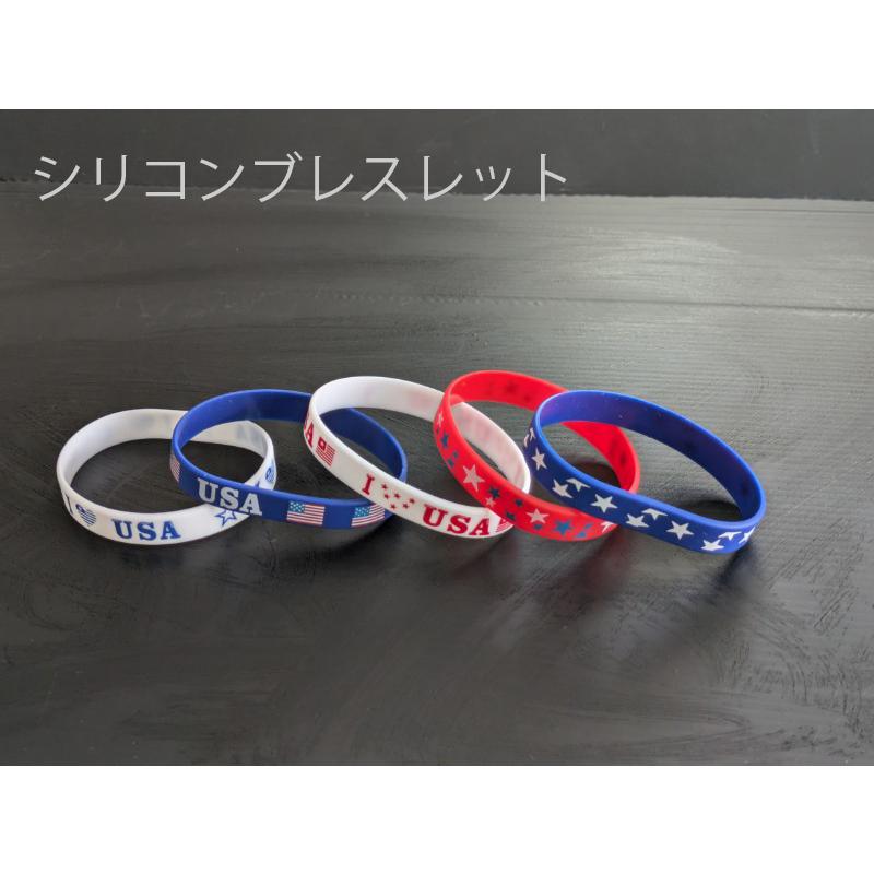 アメリカ　ブレスレット シリコン メンズ　バイク乗り　フェス　ハーレー　誕生日プレゼント　納車プレゼント リストバンド スポーツ USA 国旗 星 腕輪 ラバー | 