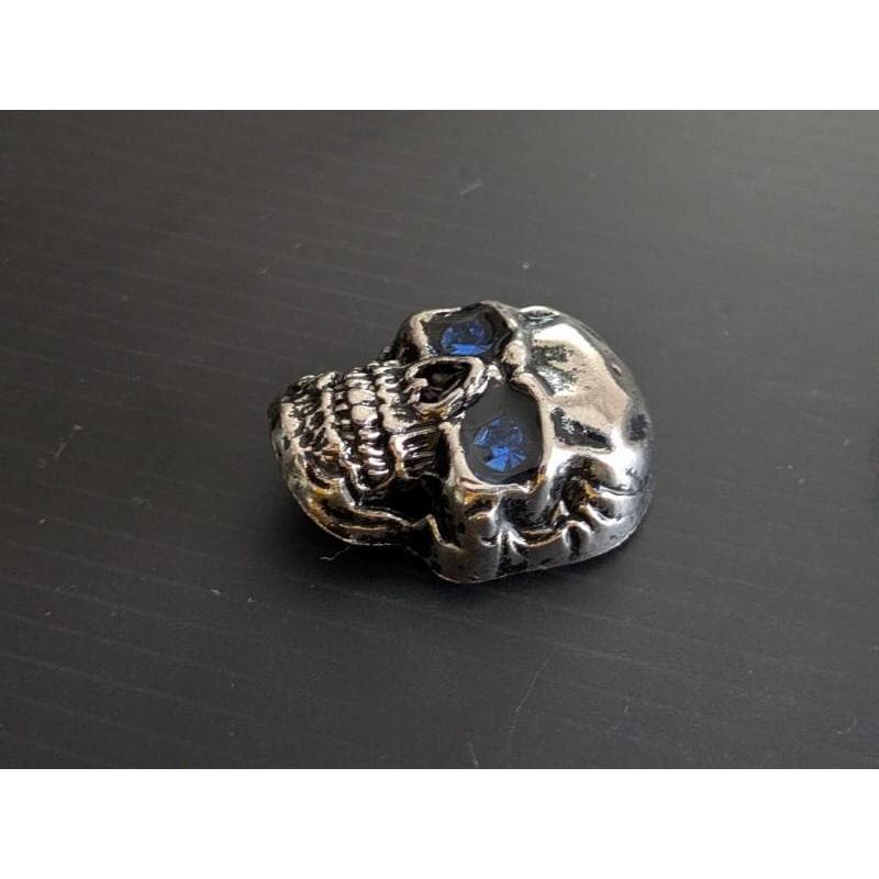 スカル　どくろ　ピンバッジ　ドクロ　スタッズ すかる　目　青　ロック | 