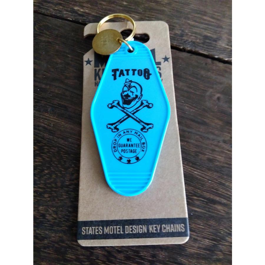 モーテル キーホルダー　タトゥー　TATTOO　TWO FACE　バイカー　ブラック　アメリカン　おしゃれ　両面　ホットスタンプ アメ車　ハーレー　自転車 | 