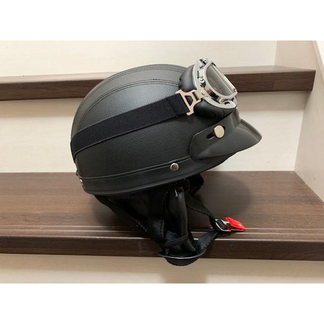 装飾用　ヘルメット　半キャップ　原付　ゴーグル付き　ビンテージデザイン　耳宛 |  | 02