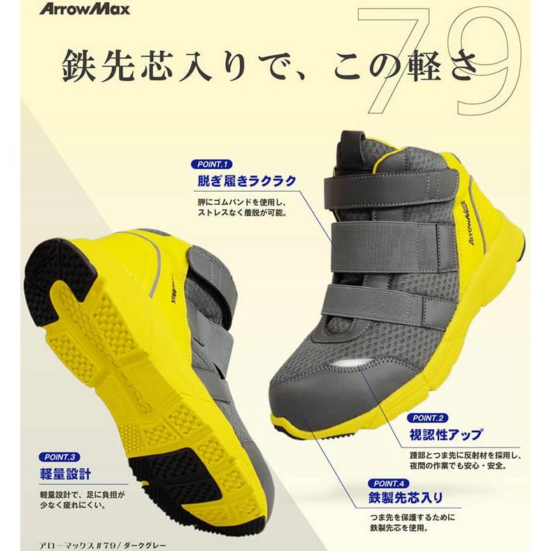 在庫処分品・未使用】安全靴 ArrowMax #79 福山ゴム ハイカット 