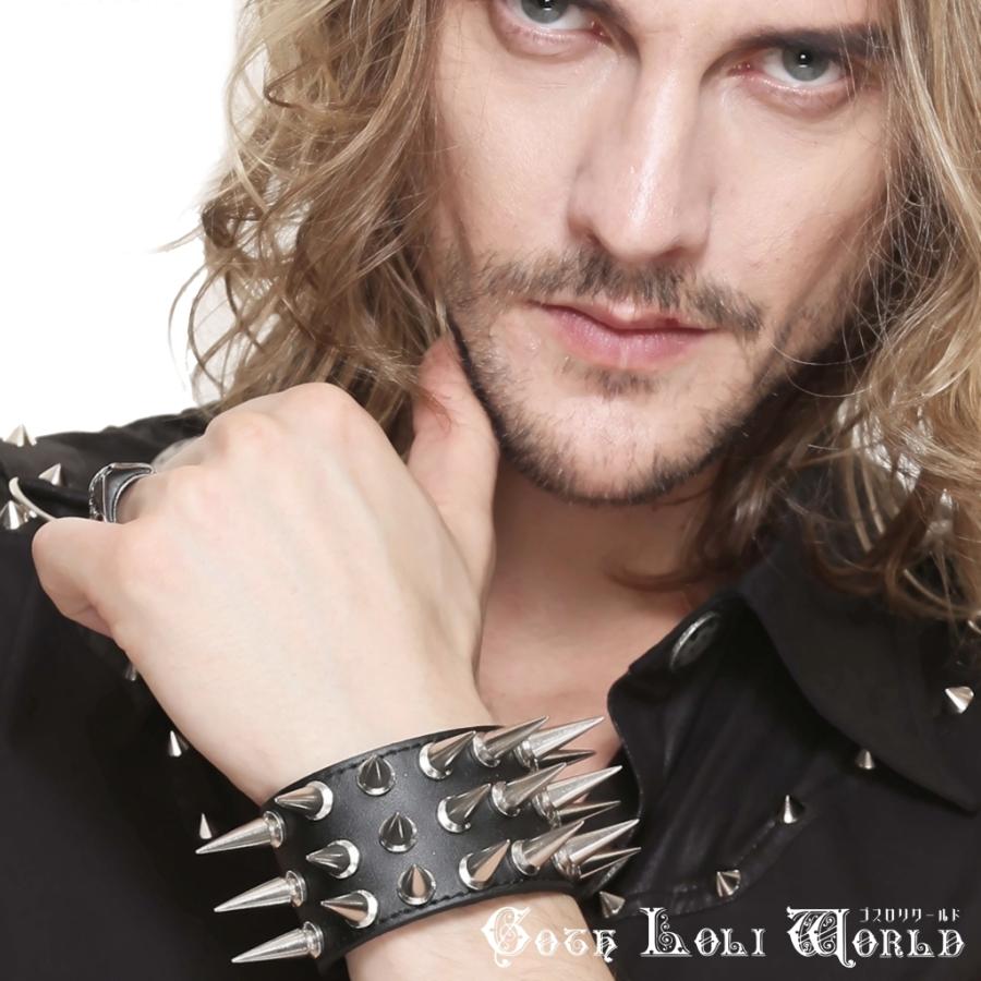 本日限定値下げ　ホロウ ブラックコーティング オニキススタッズバングル ゴスロリワールド】Devil ゴスロリ トリプルスタッズパンク