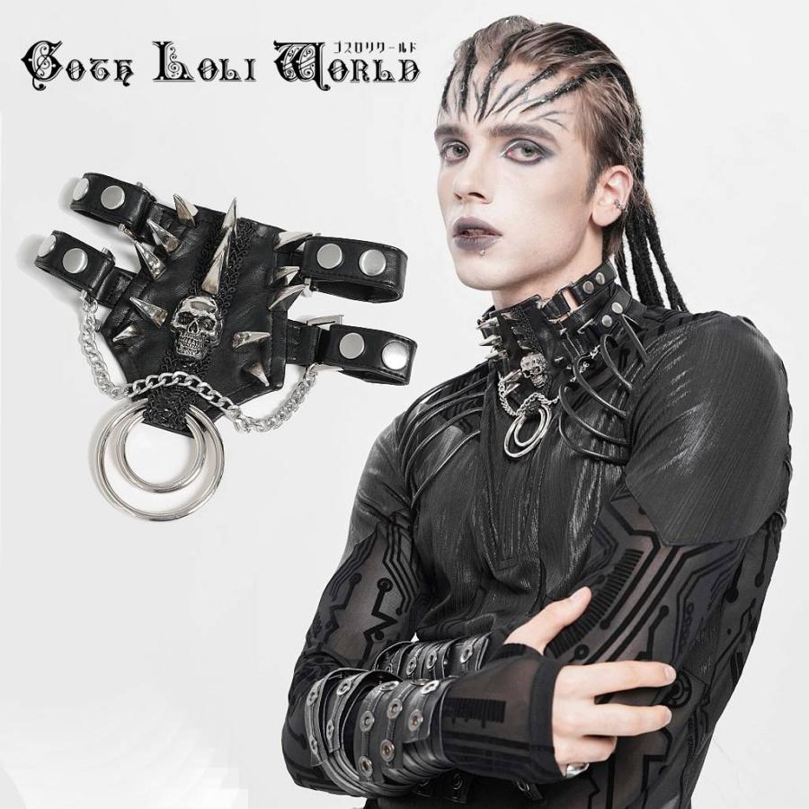 Y2K パンク ロック ハイネック ジャケット 黒 V系 地雷系 ベルト ☠ ゴスロリワールド AS247 パンク ロック ファッション スカル ネック