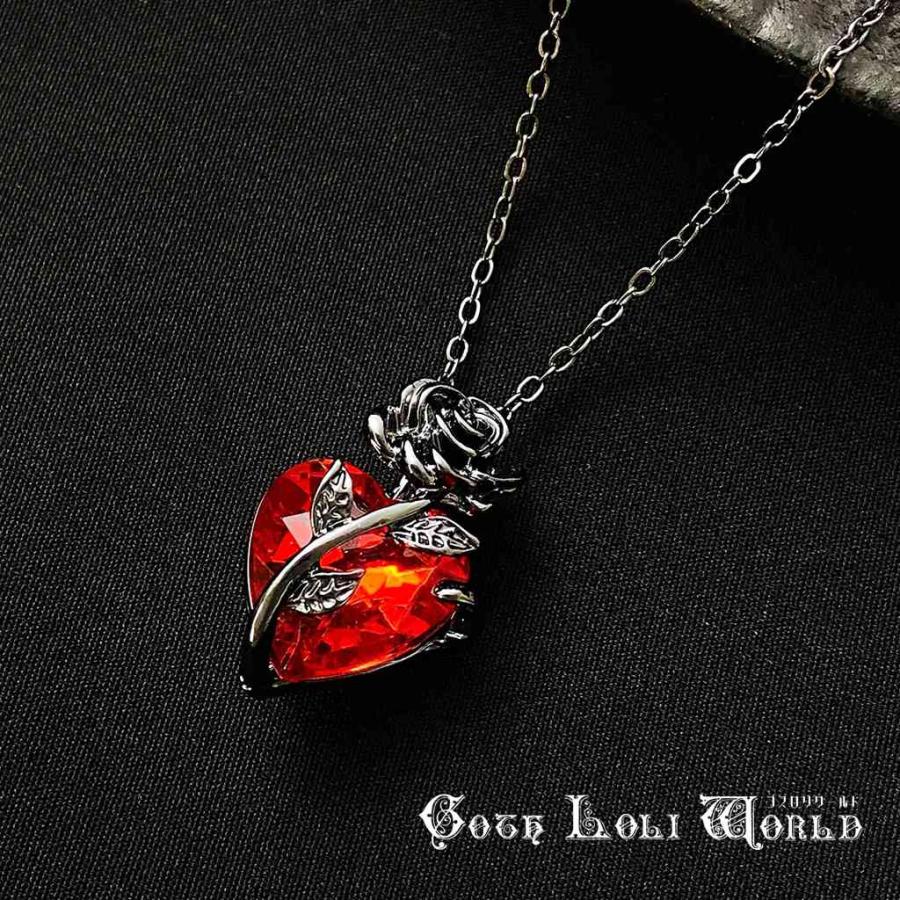 ゴスロリワールド CE-AS065 レッドハート 薔薇バラ ペンダント