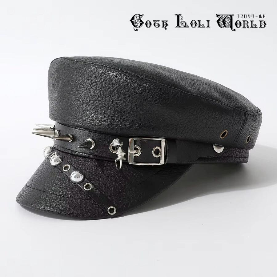 コーチ　coach 総柄　キャスケット　レア　ゴシック　ゴスロリ　キャップ ゴスロリワールド CE-AS073 スタッズ鋲 PUレザー キャップ