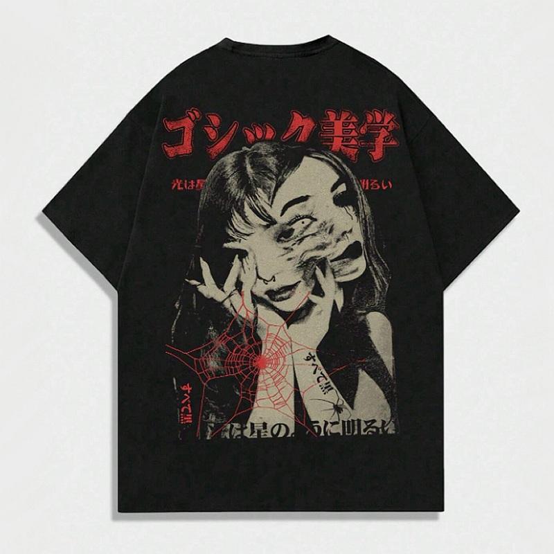 ゴシック、パンクブランドTシャツ10枚 パンクファッション ゴシックプリント オーバーサイズTシャツ トップス