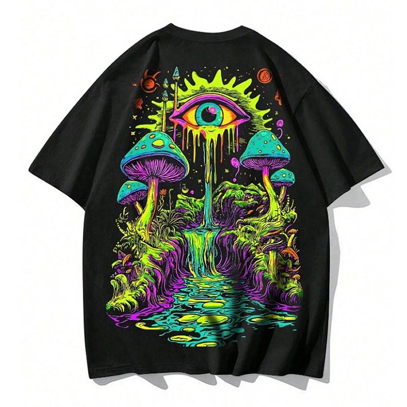 当日発送 即納 GLW-059M パンク ロック カジュアル ストリート ファッション グラフィックプリント 半袖 Tシャツ トップス メンズ 男女兼用 原宿系 ゴシック | 