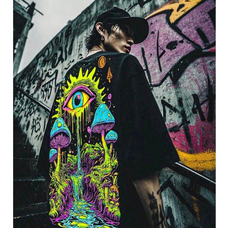 当日発送 即納 GLW-059M パンク ロック カジュアル ストリート ファッション グラフィックプリント 半袖 Tシャツ トップス メンズ 男女兼用 原宿系 ゴシック |  | 06