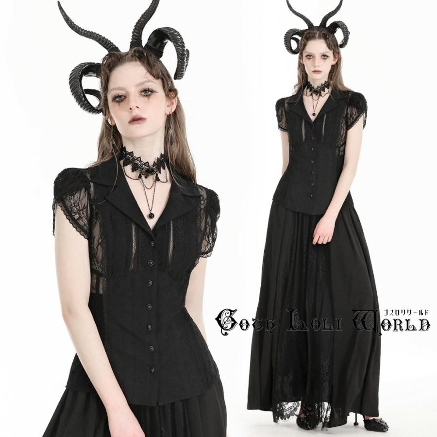 ゴスロリワールド IW113 シアーシースルーオープンカラーゴシック半袖