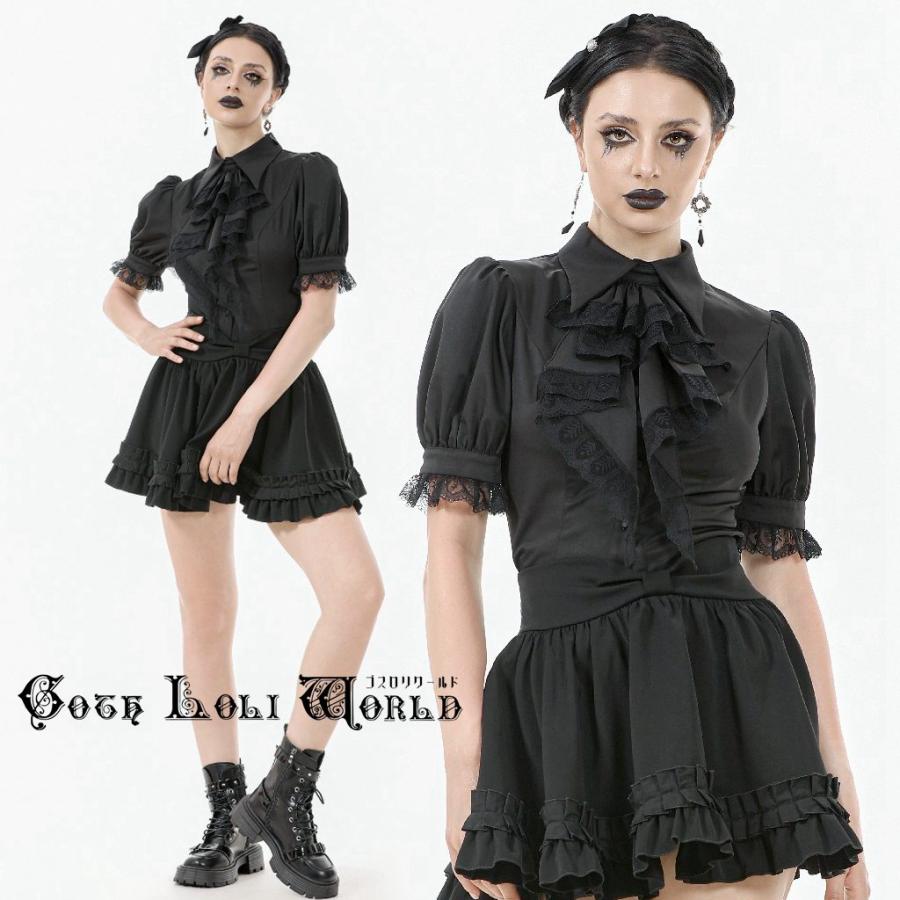 ゴスロリワールド IW126 ロリータ ファッション ボウタイジャボ付 半袖