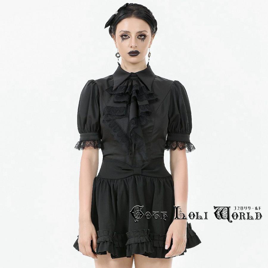 ゴスロリワールド IW126 ロリータ ファッション ボウタイジャボ付 半袖