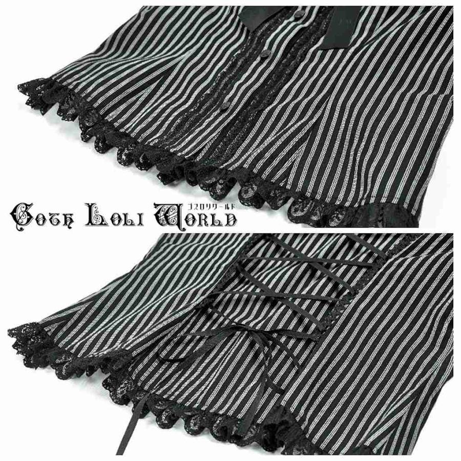 ゴスロリワールド IW134 ゴスロリ ファッション ストライプ ペギーカラー 長袖シャツ ブラウス 地雷系 ゴスロリ パンク ロック ビジュアル系 ヴィジュアル系 V系 |  | 04