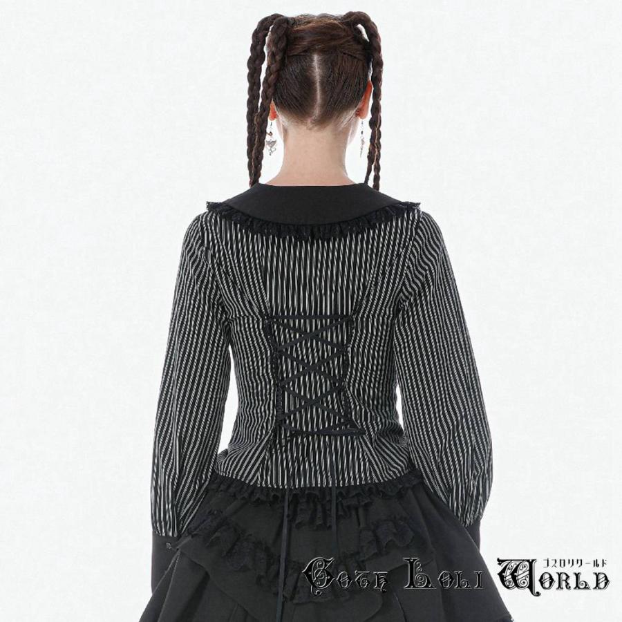 ゴスロリワールド IW134 ゴスロリ ファッション ストライプ ペギーカラー 長袖シャツ ブラウス 地雷系 ゴスロリ パンク ロック ビジュアル系 ヴィジュアル系 V系 |  | 06