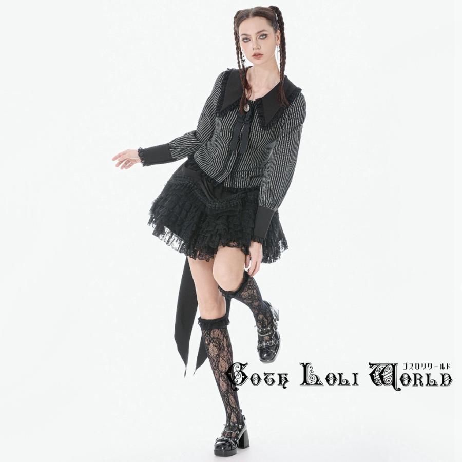 ゴスロリワールド IW134 ゴスロリ ファッション ストライプ ペギーカラー 長袖シャツ ブラウス 地雷系 ゴスロリ パンク ロック ビジュアル系 ヴィジュアル系 V系 |  | 07