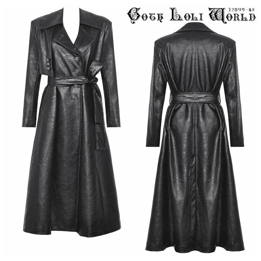 ゴスロリワールド JW280BK パンク フェイクレザー トレンチコート