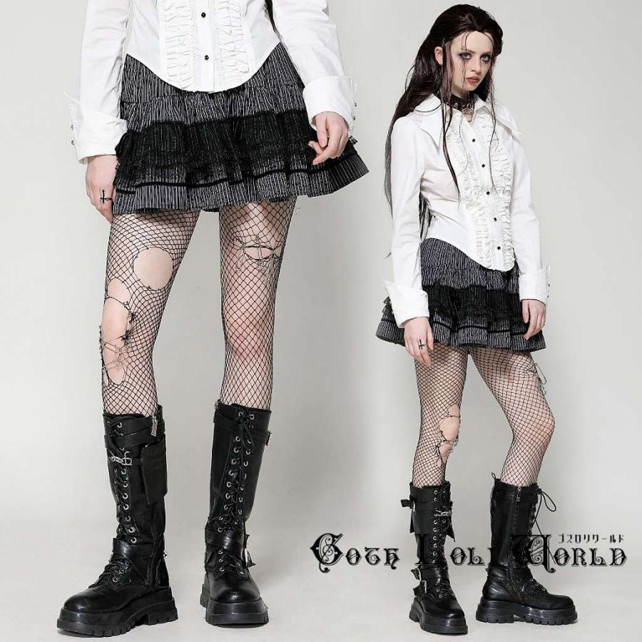 ゴスロリワールド KW366 ゴシックファッション ストライプ柄レース ミニスカート ゴシック ゴスロリ ロリータ ロリィタ ビジュアル系 地雷系 |  | 08