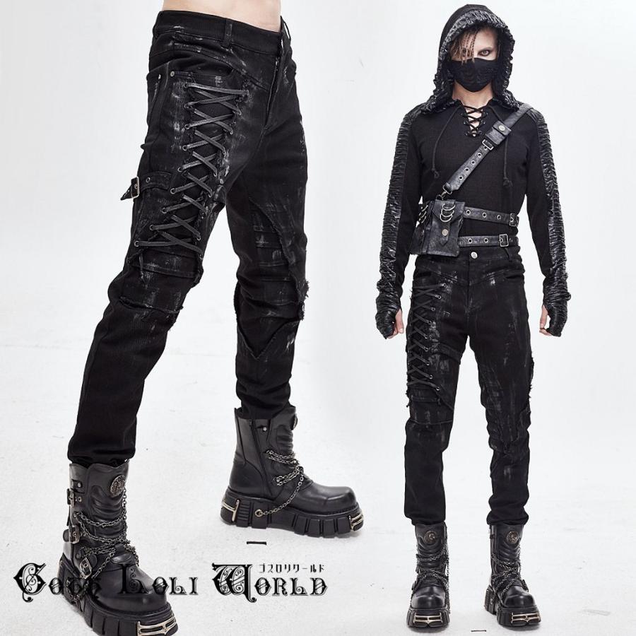在庫価格 ゴスロリワールド Devil ゴスロリ 汚し風アシメレースアップ ロングパンツ メンズ ゴシック 最短当日発送 翌日到着 品質自信有 サイズ交換可能 在庫わずか Www Superavila Com