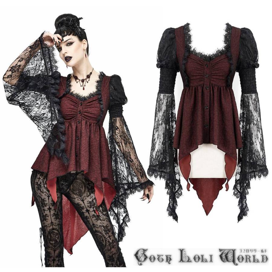 人気ブランド ゴスロリ New ゴスロリワールド Devil 服 衣装 ファッション ダーク ロリータ ロック パンク ゴシック パフレーススリーブワインレッド サイズ交換可能 品質自信有 翌日到着 最短当日発送 チュニック ワンピース チュニック Www Rankinengineering Com