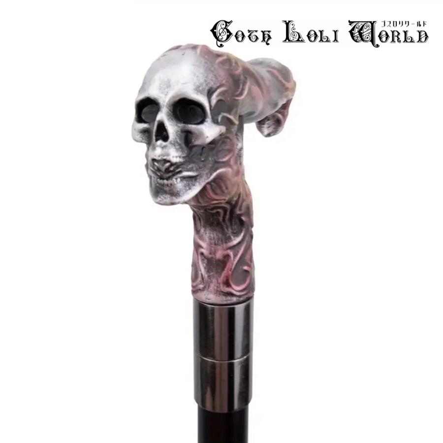ゴスロリワールド TUE043 シルバー 幽霊 ドクロ スカル 紳士 ステッキ