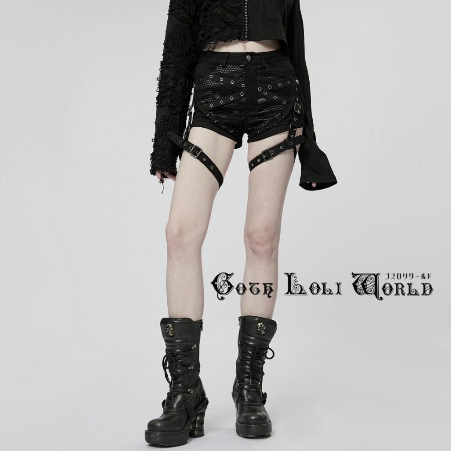 ゴスロリワールド WK-545XDF-BK クロスベルトパンク風 ショートパンツ