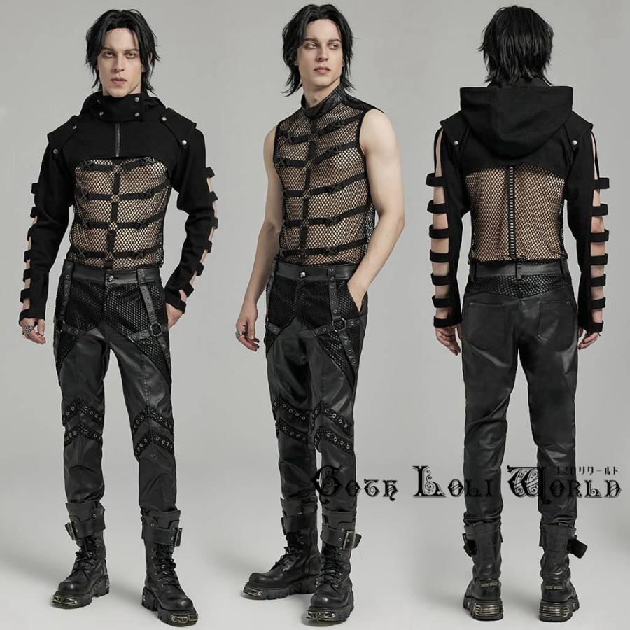 ゴスロリワールド WK-633XCM-BK パンクスタイル 切り替え メッシュ