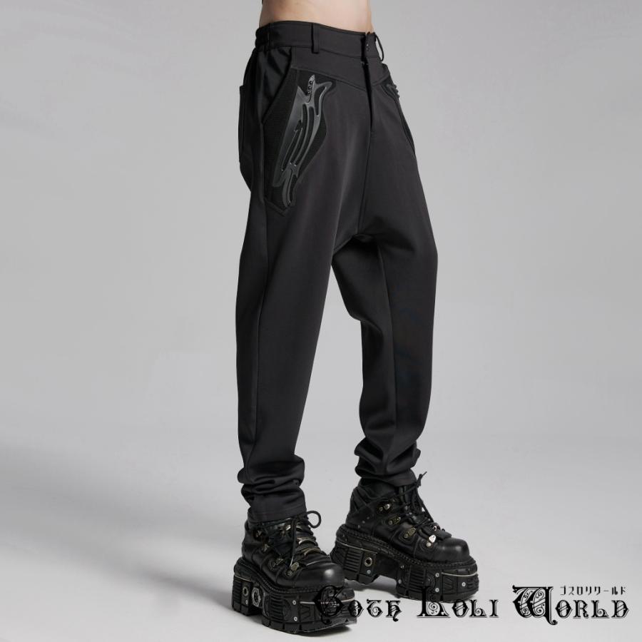 【美鬼　☆様お取置き】ゆったりシルエット ダブルガーゼ サルエルパンツ ブラック ゴスロリワールド WK-668XCM-BK サイバー風 サルエルパンツ ゆったり