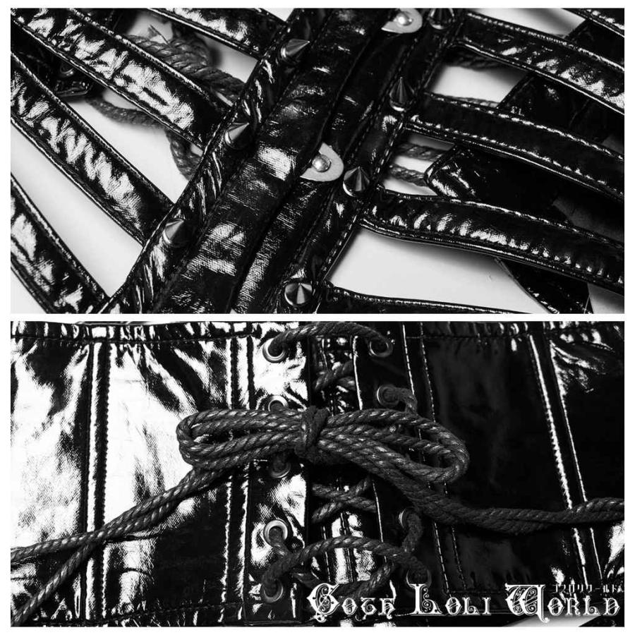 ゴスロリワールド WS-273YDF-BK 光沢レザー風スパイク付 コルセット