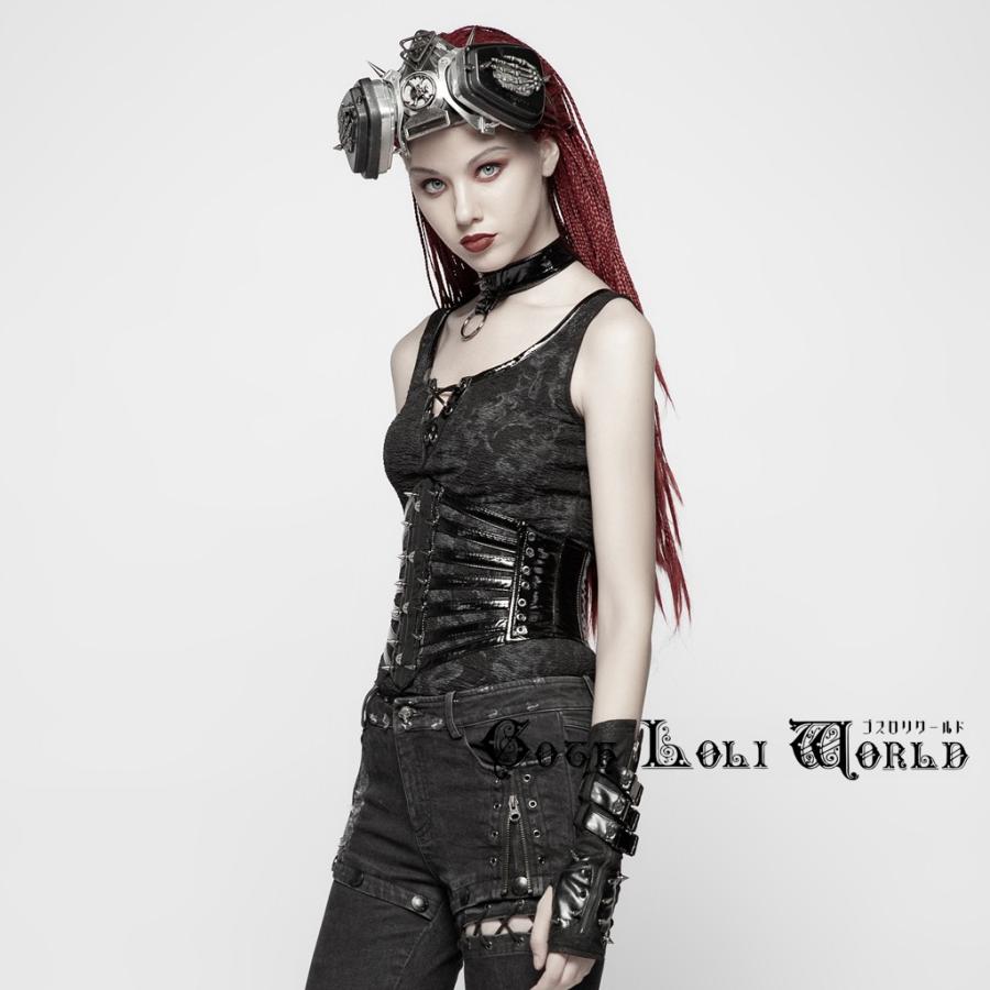 ゴスロリワールド WS-273YDF-BK 光沢レザー風スパイク付