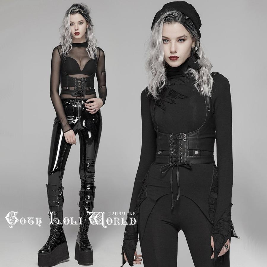 ゴスロリワールド WS-305YDF-BK レースアップ＆ファスナー コルセット
