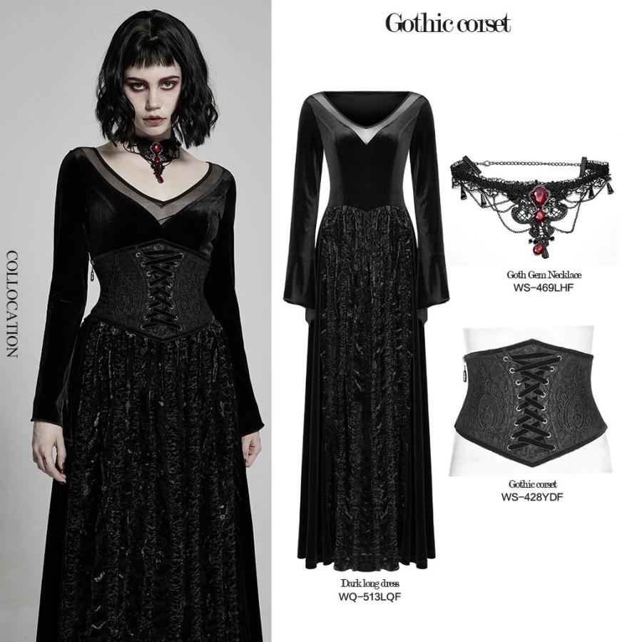 ゴスロリワールド WS-428YDF-BK レースアップ ジャガード コルセット風