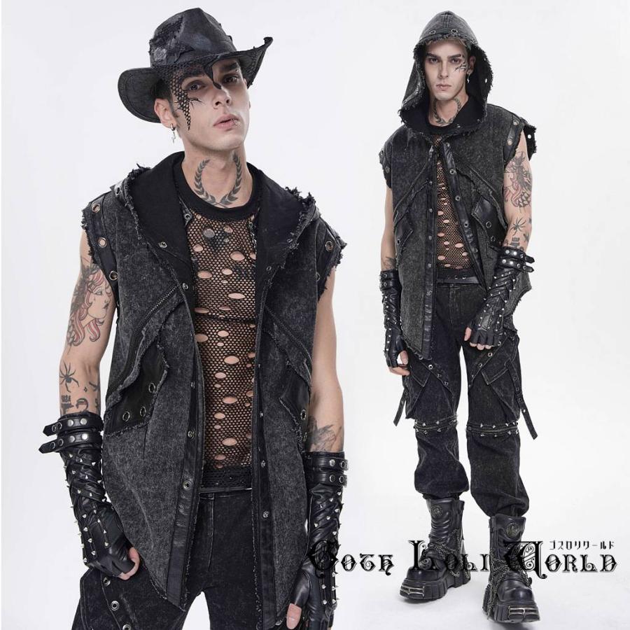 ゴスロリワールド パンク ロック ファッション ダメージ風 フード付