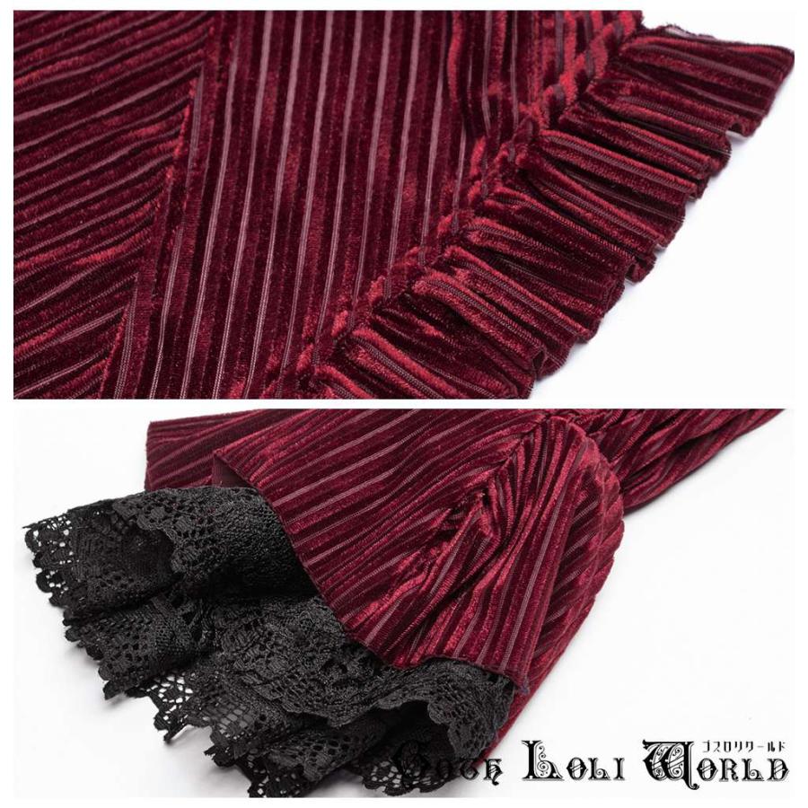 ゴスロリワールド WY-1041CCF-RD ダークベルベットストライプ長袖