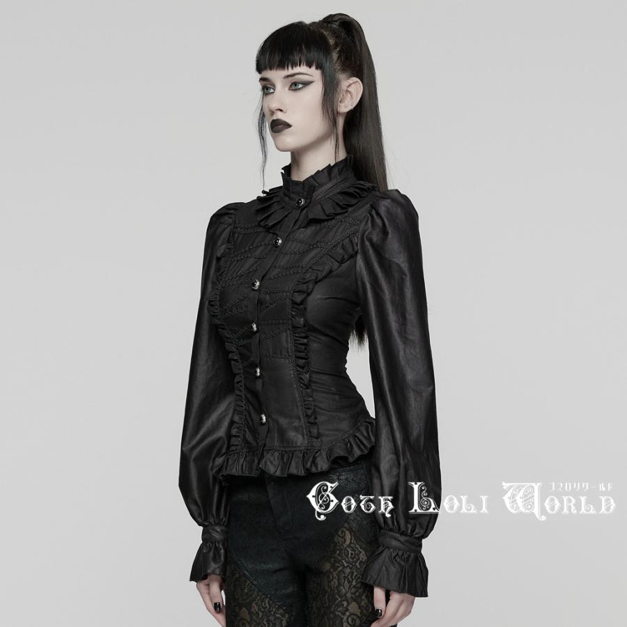 フラウンスブラウス-blouse ニグロ クロ vintage ゴス-Gothic ゴシック 