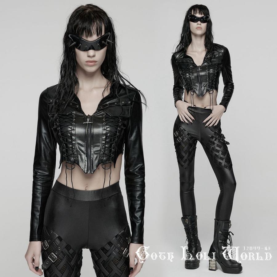 ゴスロリワールド WY-1826CCF-BK パンク ロック ファッション 合皮