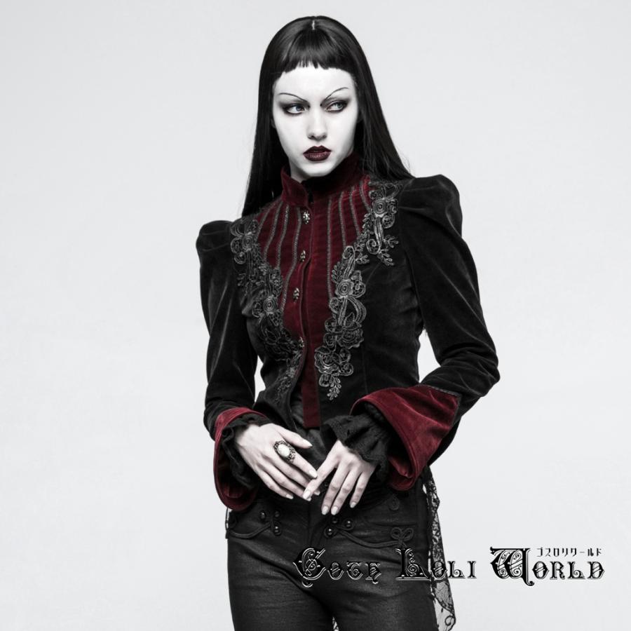 ゴスロリワールド Y-769-RB バイカラーハイネックゴシックベロア