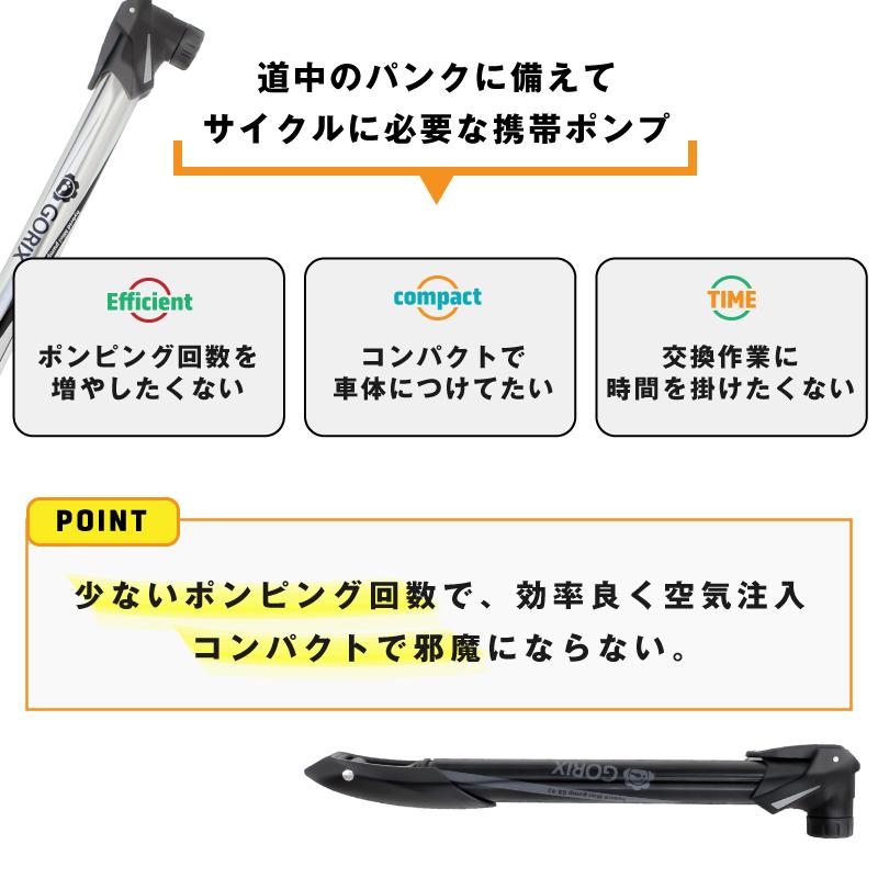 GORIX ゴリックス 自転車用携帯ポンプ 仏式バルブ 米式対応 往復で
