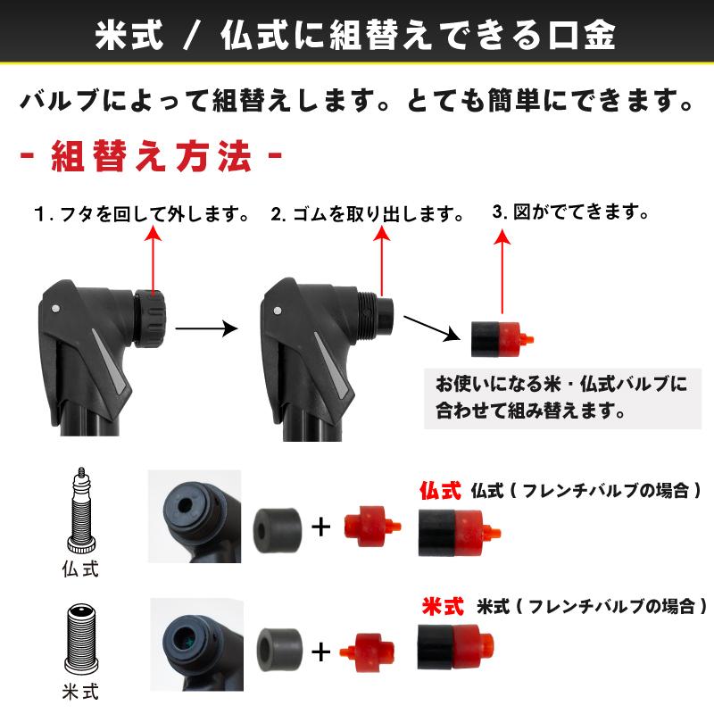 GORIX ゴリックス 自転車用携帯ポンプ 仏式バルブ 米式対応 往復で