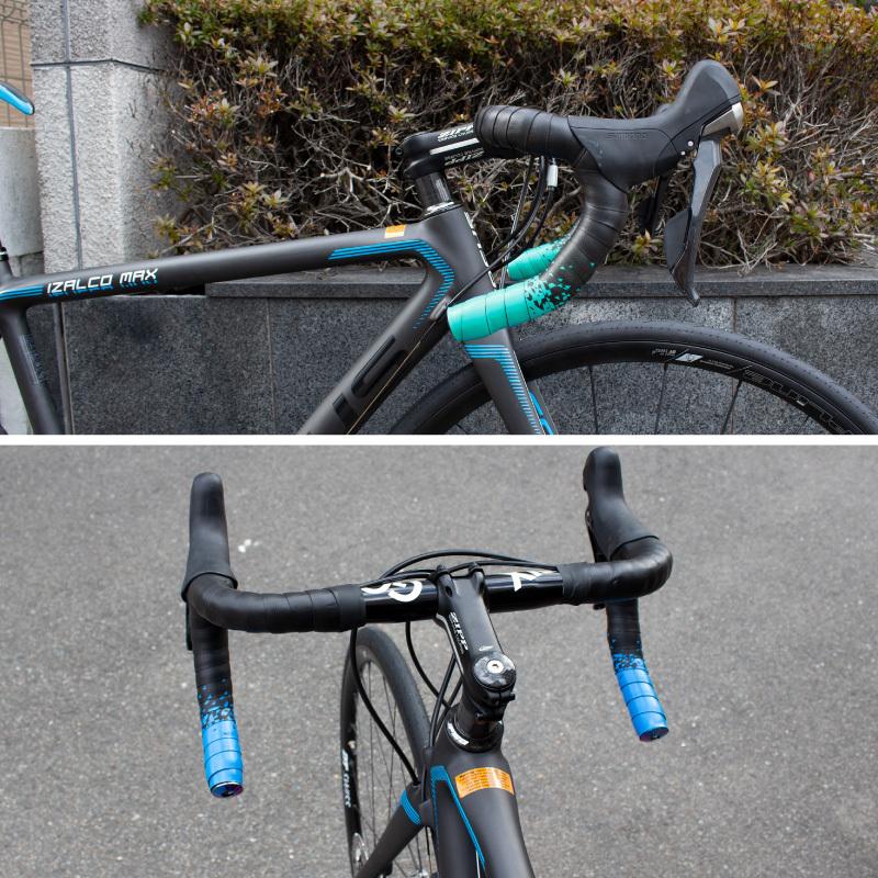 GORIX ロードバイク バーテープ 自転車(GX-097BD) 2色デザイン 固定式エンドキャップ おしゃれ・2カラー・衝撃吸収 (まっきー) フレーム、パーツ GORIX ゴリックス バーテープ ロードバイク バラ柄 (GX-BARA) 自転車・おしゃれ (ブラック×レッド)