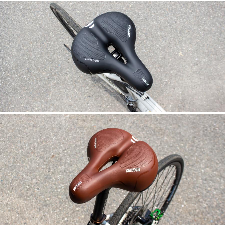 GORIX 自転車サドル 送料無料 お尻痛くない ブラウン 肉厚クッション