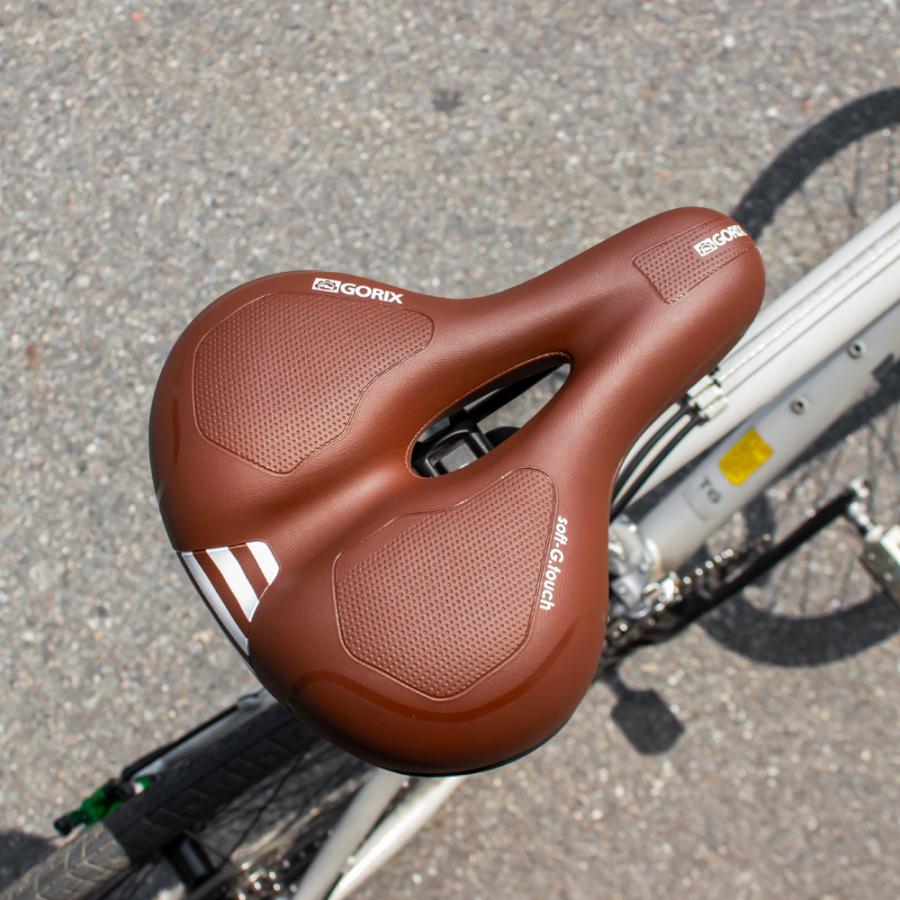 GORIX 自転車サドル 送料無料 お尻痛くない ブラウン 肉厚クッション