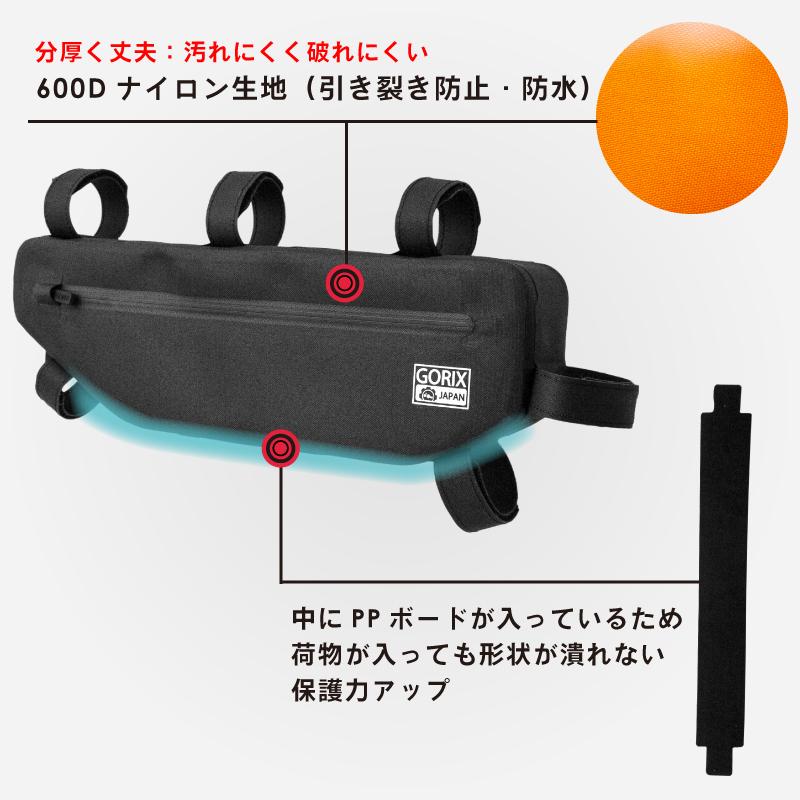 GORIX ゴリックス フレームバッグ 自転車 防水 ロードバイク スリム