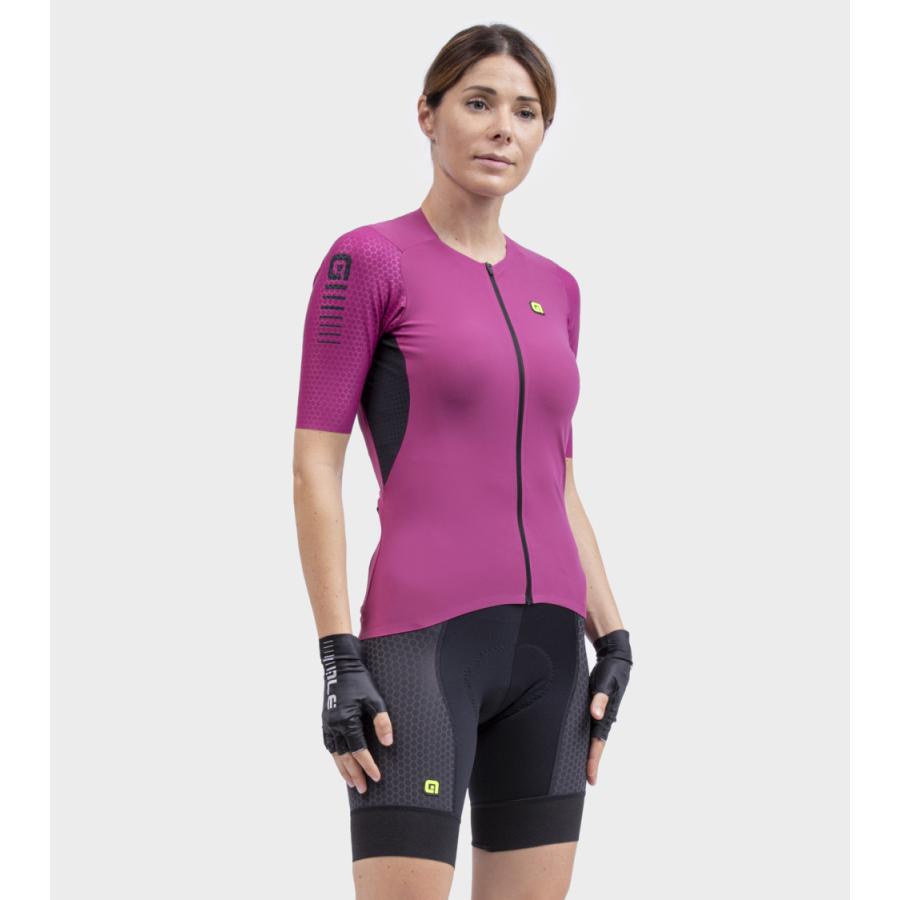assos ロードバイク サイクルジャージ S ピンク/黒　半袖　レディース ALE(アレ)サイクルジャージ 半袖 夏 レディース [UPF50+ エアロ
