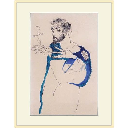 複製画・額縁付き・エゴンシーレ・「青い服のクリムト」 : グーピル