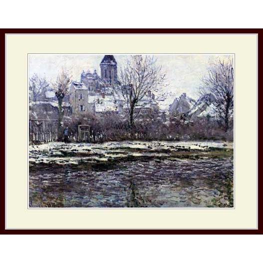 複製画・額縁付き・モネ・「ヴェトゥイユの教会、雪」 : グーピル