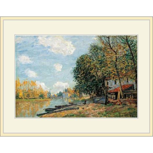 複製画・額縁付き・シスレー・「Moret on the Banks of River Loing